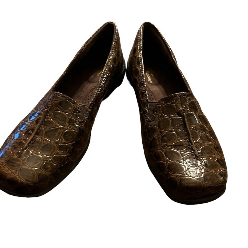 Easy Street Purpose Slip On Comfort Loafer  Brown Croc Print NEW Size 5